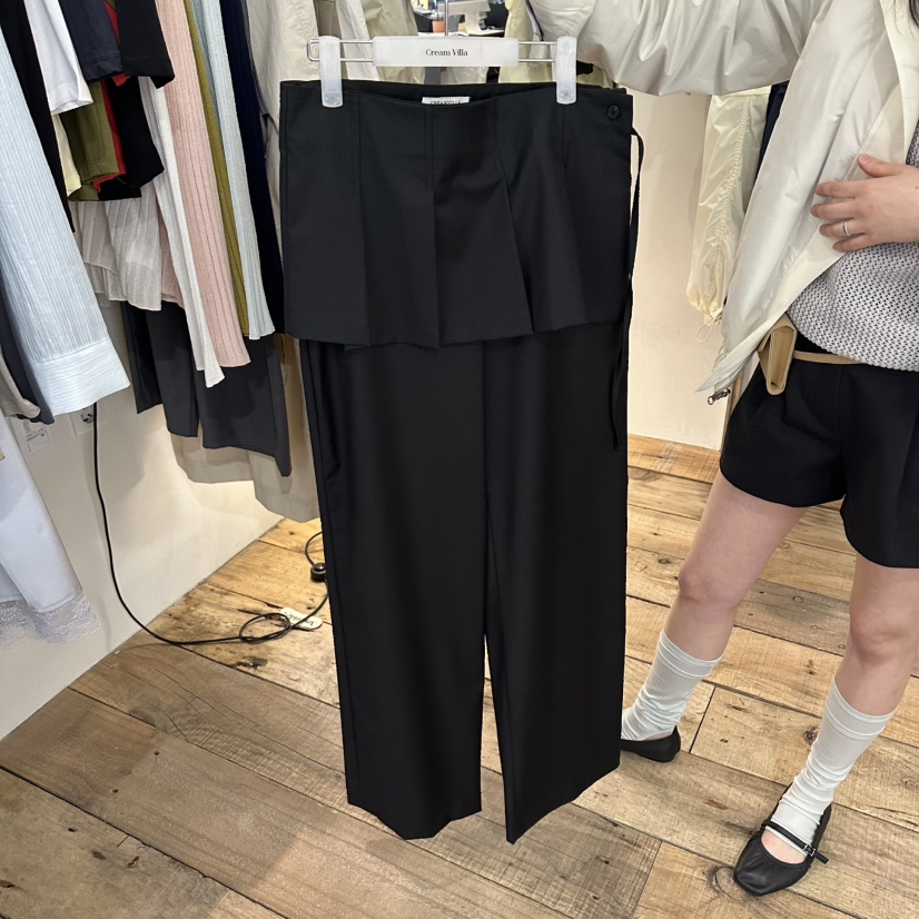 CREAM VILLA韓國代購女士新品休閑裙褲褶皺CREAMVILLA裙褲圖色2