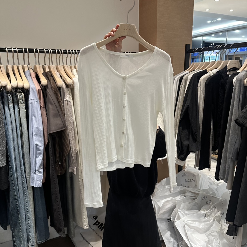 LE BUTTER韓國東大門直郵女裝新款26春夏針織衫不含圍巾開衫羅紋LE BUTTER針織衫圖色1