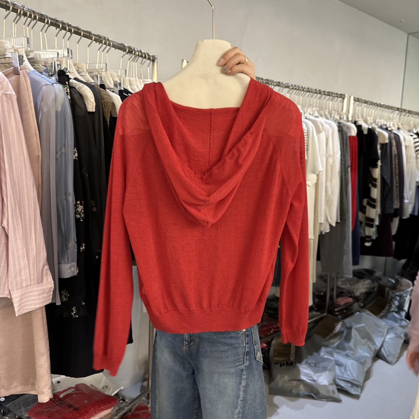 DOUBLE STANDARD/LE SMOKING/MAISONSTAFF韓國直郵實拍女士新款休閑針織衫拉鏈連帽MAISONSTAFF針織衫