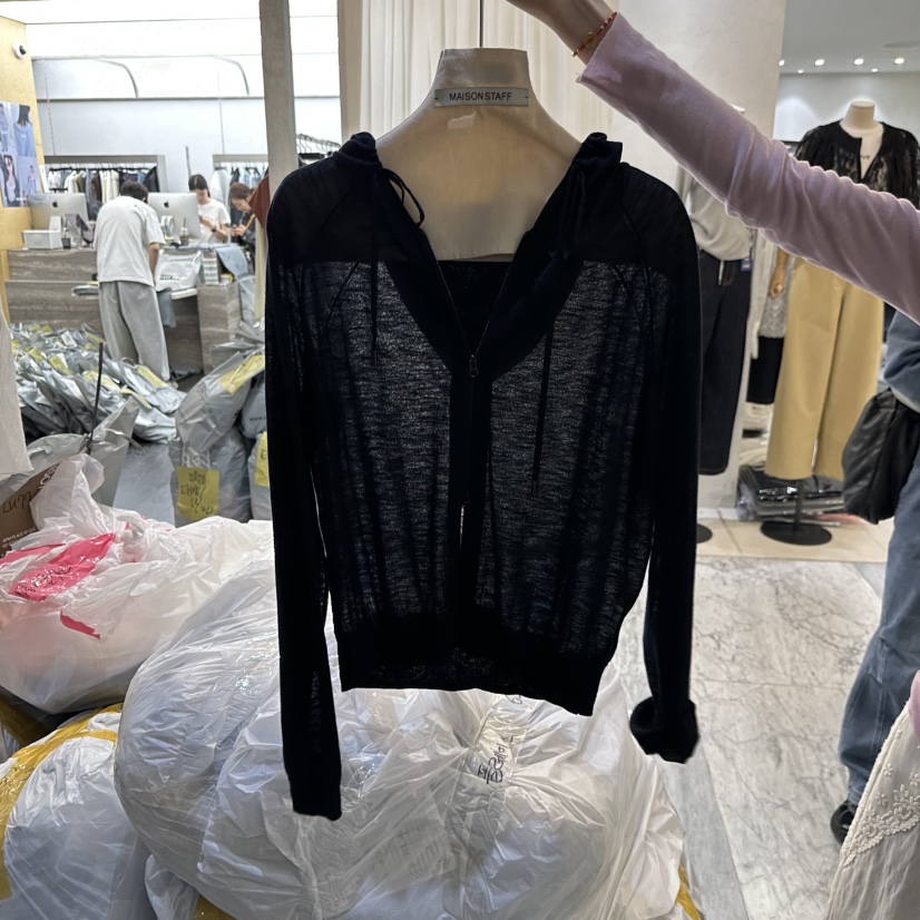DOUBLE STANDARD/LE SMOKING/MAISONSTAFF韓國直郵實拍女士新款休閑針織衫拉鏈連帽MAISONSTAFF針織衫圖色2