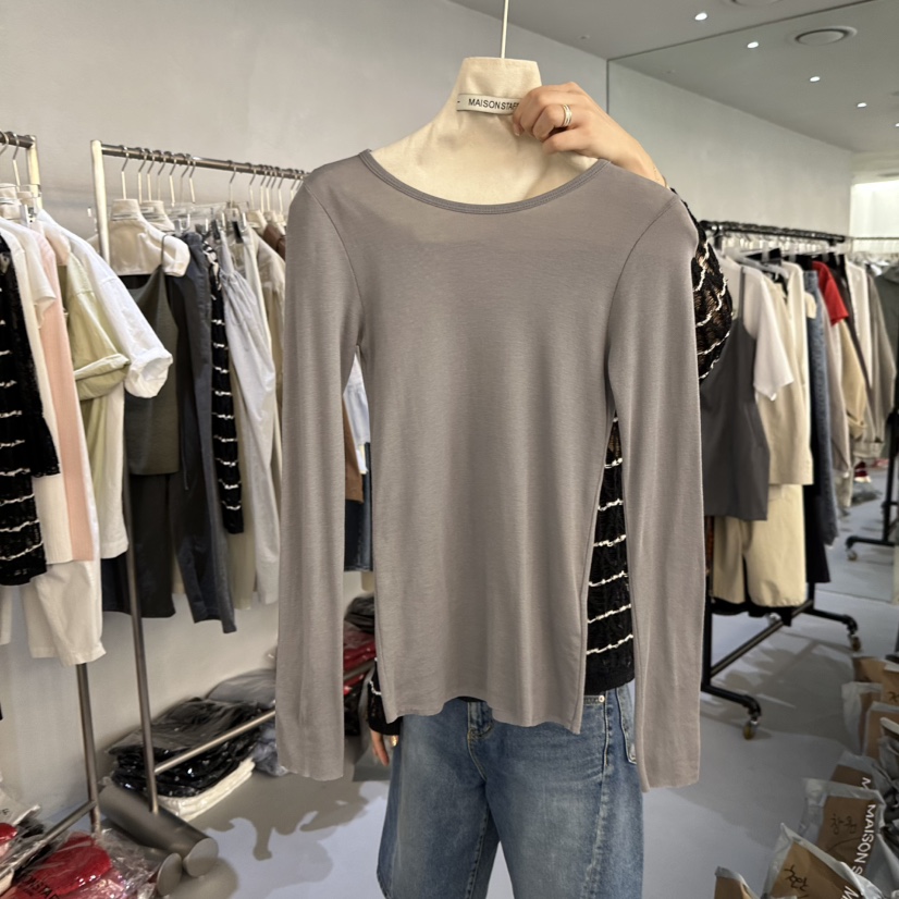 DOUBLE STANDARD/LE SMOKING/MAISONSTAFF韓國代購女裝新款休閑長袖T恤MAISONSTAFF長袖T恤圖色5