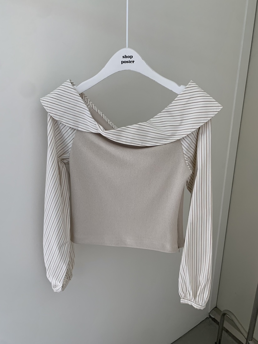 SHOP POSTER韓國東大門代購女裝新品職業時尚人氣長袖T恤SHOP_POSTER長袖T恤圖色1