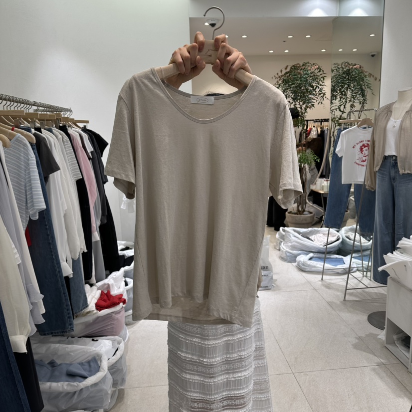 GRACIA韓國東大門直郵女士新品26春夏人氣休閑職業T恤亞麻布GRACIAT恤圖色1