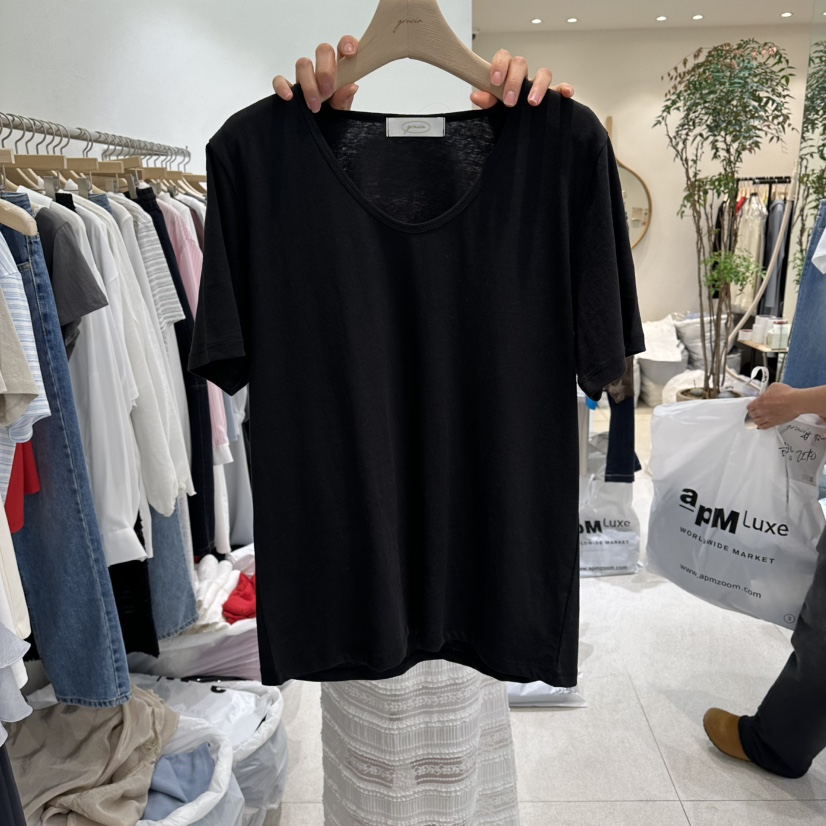 GRACIA韓國東大門直郵女士新品26春夏人氣休閑職業T恤亞麻布GRACIAT恤圖色3