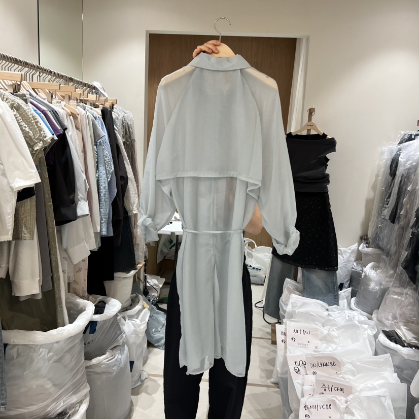 HOWFF韓國東大門直郵女士新款職業時尚熱賣休閑長款風衣透明HOWFF長款風衣