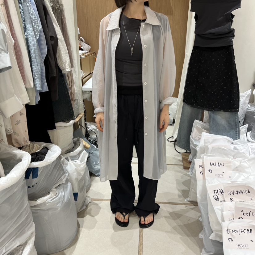 HOWFF韓國東大門直郵女士新款職業時尚熱賣休閑長款風衣透明HOWFF長款風衣圖色3