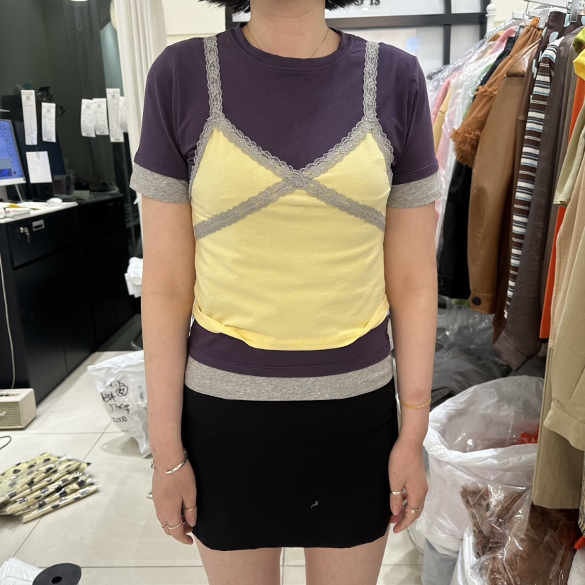 EGG IS韓國直郵實拍女士新款人氣26春夏推薦休閑T恤假兩件EGG IST恤圖色3