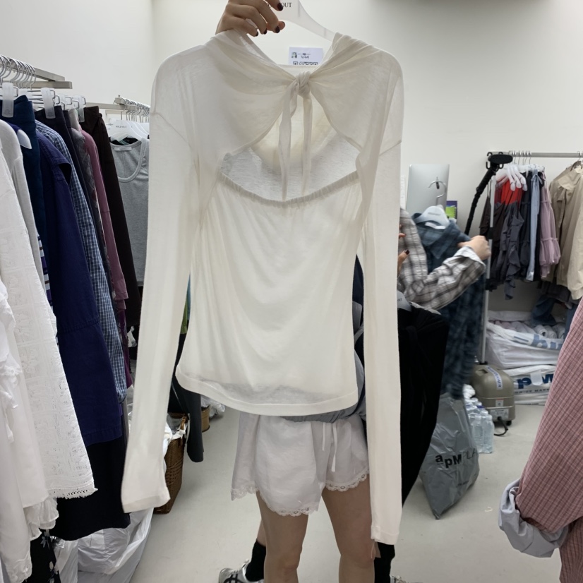 SOLD OUT韓國東大門直郵女裝新品26春夏推薦長袖T恤連帽衫SOLD OUT長袖T恤圖色1