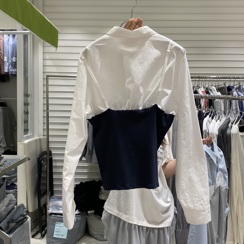 BRICKLANE韓國代購女裝新款職業休閑人氣襯衫蕾絲衫假兩件BRICKLANE襯衫/蕾絲衫