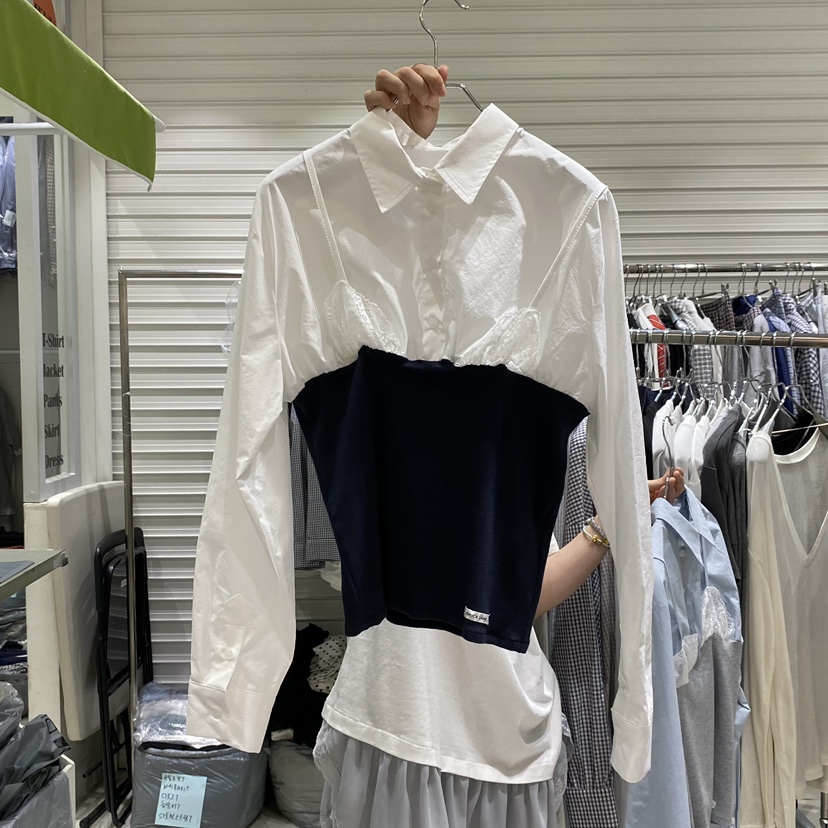 BRICKLANE韓國代購女裝新款職業休閑人氣襯衫蕾絲衫假兩件BRICKLANE襯衫/蕾絲衫圖色1