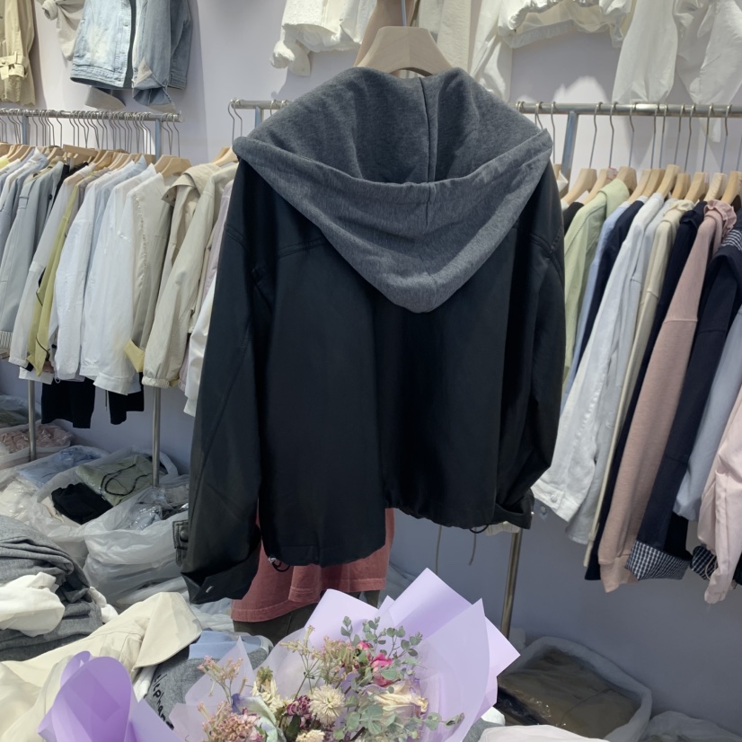 SIMPLE PARK/WMSTORY韓國直郵女士新品休閑夾克假兩件連帽WMSTORY/SIMPLE PARK夾克