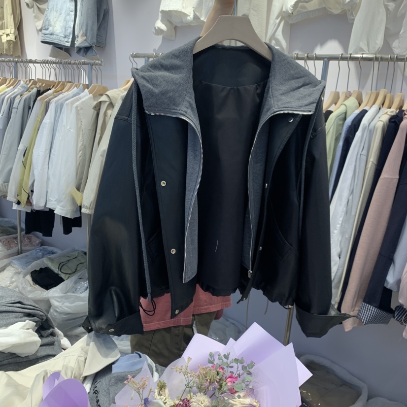 SIMPLE PARK/WMSTORY韓國直郵女士新品休閑夾克假兩件連帽WMSTORY/SIMPLE PARK夾克圖色1