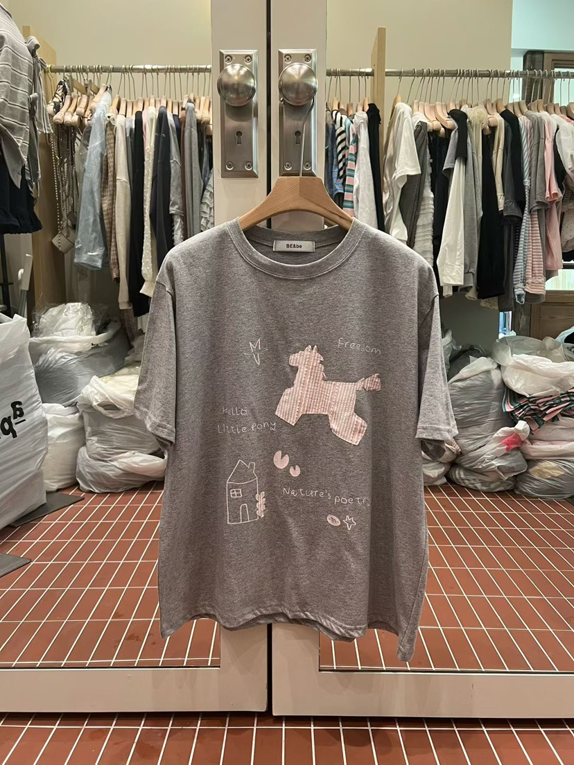 BE&amp;BE韓國直郵實拍女士新款人氣休閑26春夏熱賣職業T恤BE&beT恤圖色2