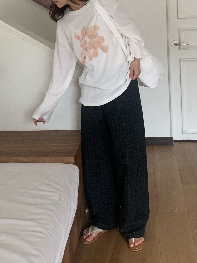 BLEECKER韓國直郵實拍女裝新款休閑職業時尚褲子格子棉質BLEECKER褲子