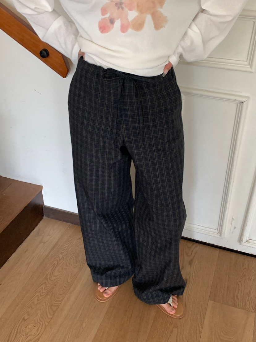 BLEECKER韓國直郵實拍女裝新款休閑職業時尚褲子格子棉質BLEECKER褲子