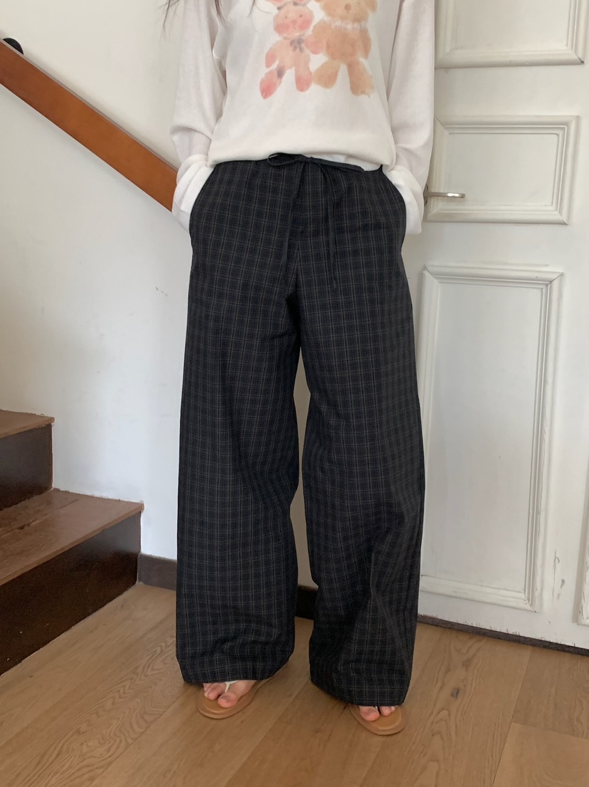 BLEECKER韓國直郵實拍女裝新款休閑職業時尚褲子格子棉質BLEECKER褲子