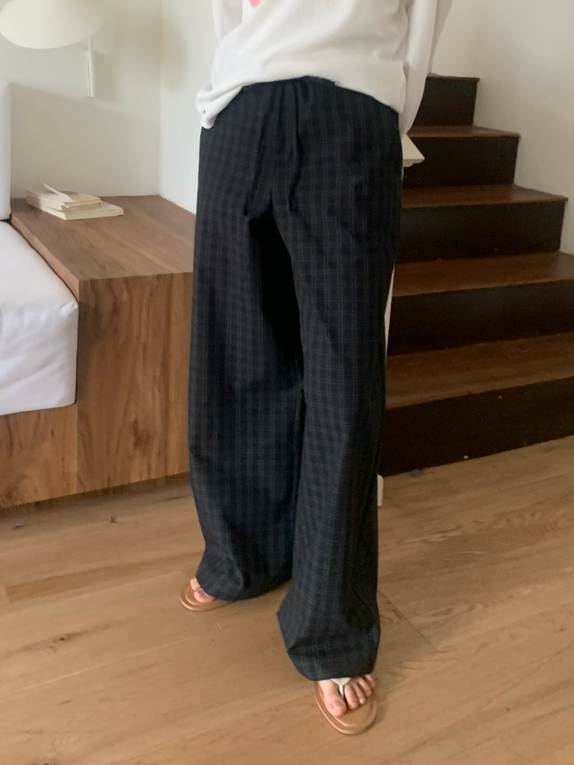 BLEECKER韓國直郵實拍女裝新款休閑職業時尚褲子格子棉質BLEECKER褲子