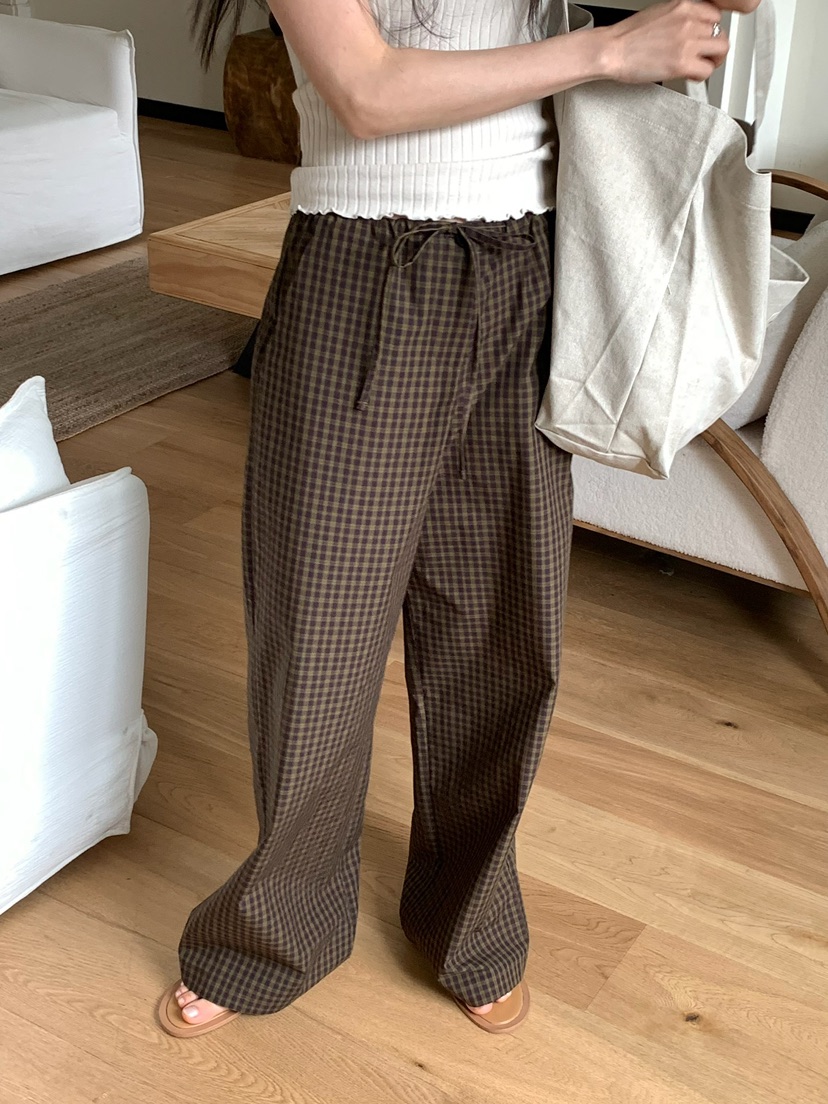 BLEECKER韓國直郵實拍女裝新款休閑職業時尚褲子格子棉質BLEECKER褲子