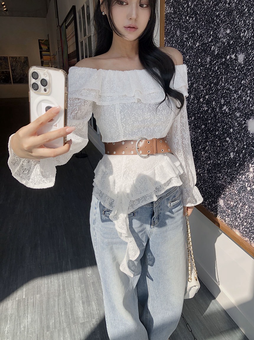 바츠韓國代購女裝新品人氣推薦26春夏襯衫蕾絲衫不含腰帶Vatz襯衫/蕾絲衫