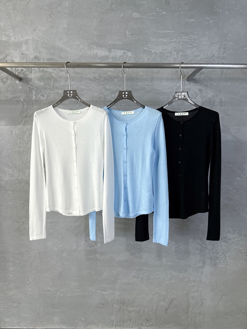 COME OPEN/HAPER韓國東大門代購女士新品26春夏針織衫真絲圓領開衫COME OPEN/HAPER針織衫