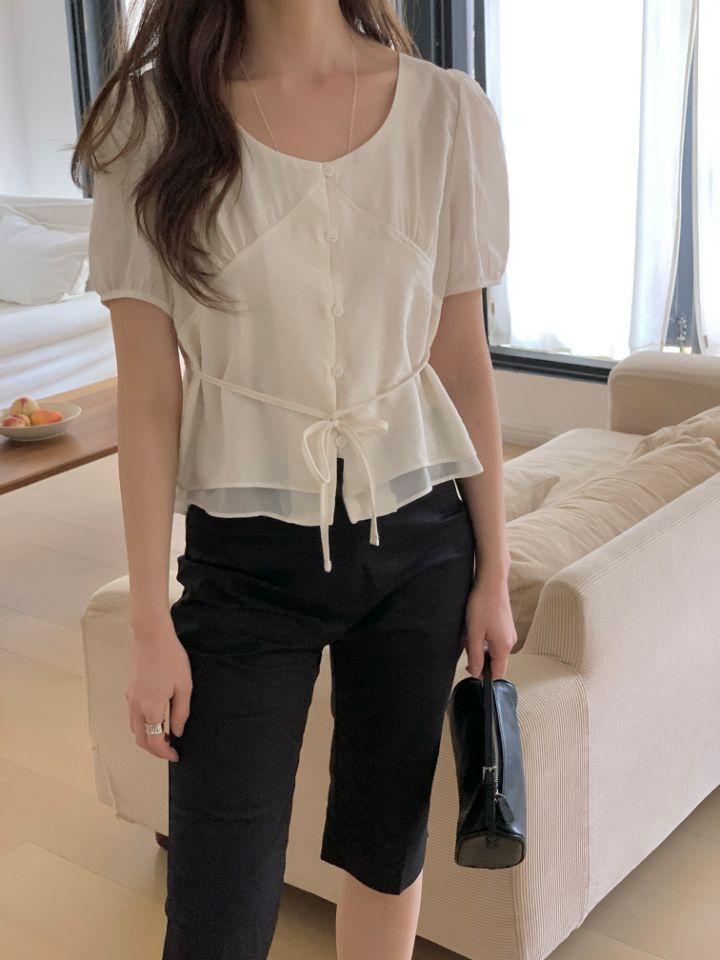 CRONG韓國直郵女裝新品熱賣人氣職業休閑推薦26春夏襯衫蕾絲衫CRONG襯衫/蕾絲衫