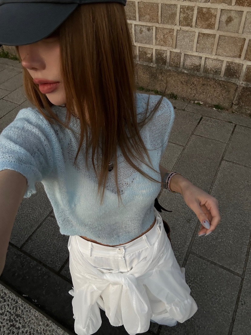 ZEROZERO韓國直郵女裝新品休閑人氣職業推薦針織衫花朵透視ZEROZERO針織衫