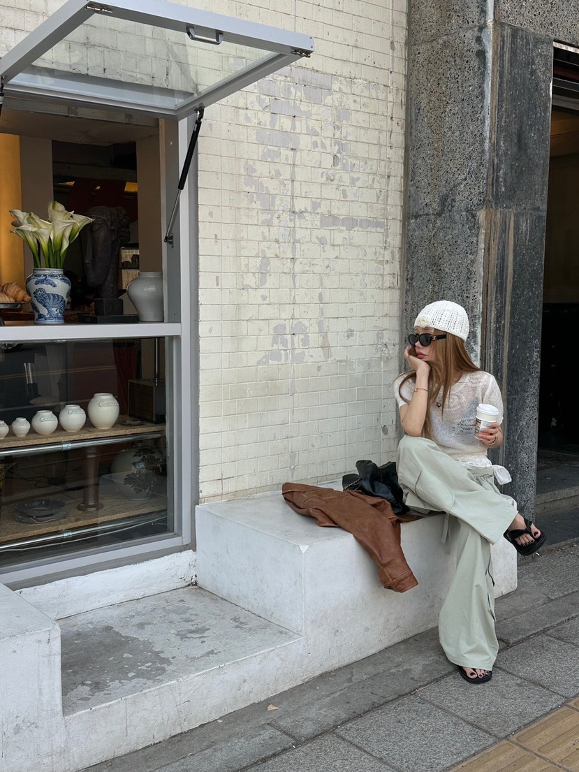 ZEROZERO韓國直郵女裝新品休閑人氣職業推薦針織衫花朵透視ZEROZERO針織衫