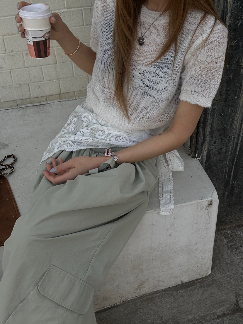 ZEROZERO韓國直郵女裝新品休閑人氣職業推薦針織衫花朵透視ZEROZERO針織衫