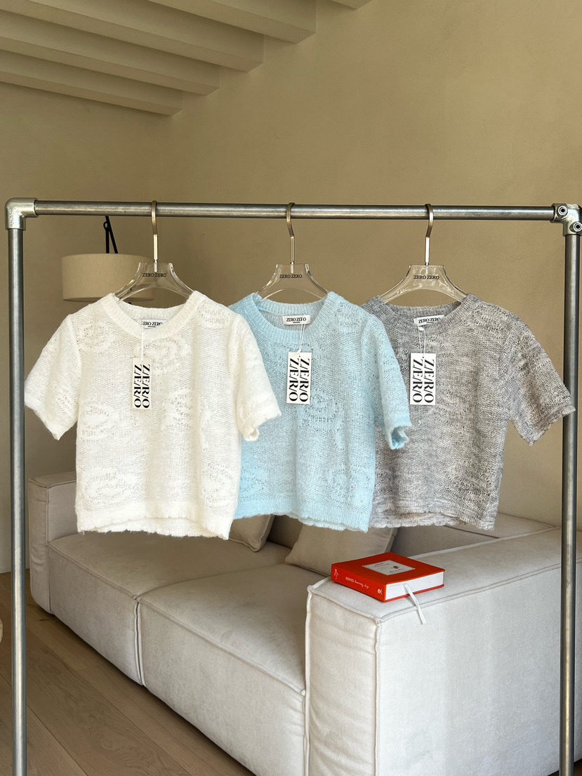 ZEROZERO韓國直郵女裝新品休閑人氣職業推薦針織衫花朵透視ZEROZERO針織衫