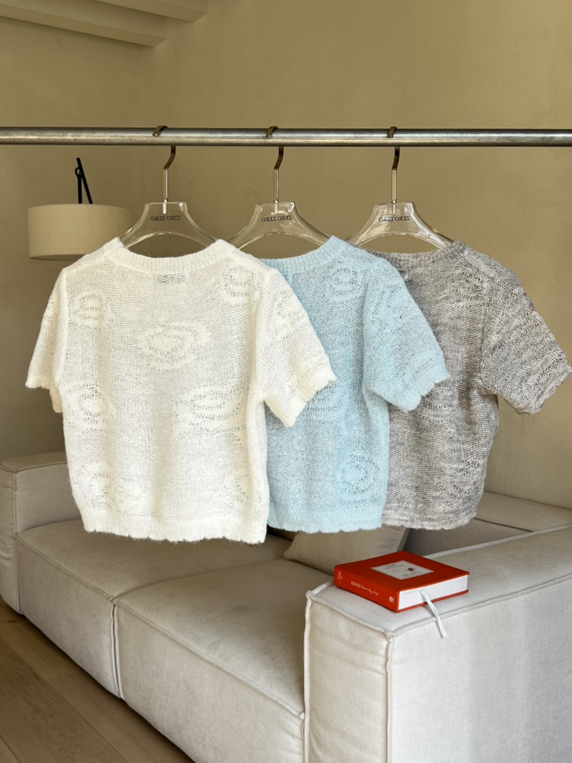 ZEROZERO韓國直郵女裝新品休閑人氣職業推薦針織衫花朵透視ZEROZERO針織衫