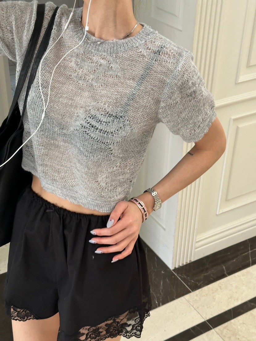 ZEROZERO韓國直郵女裝新品休閑人氣職業推薦針織衫花朵透視ZEROZERO針織衫圖色2