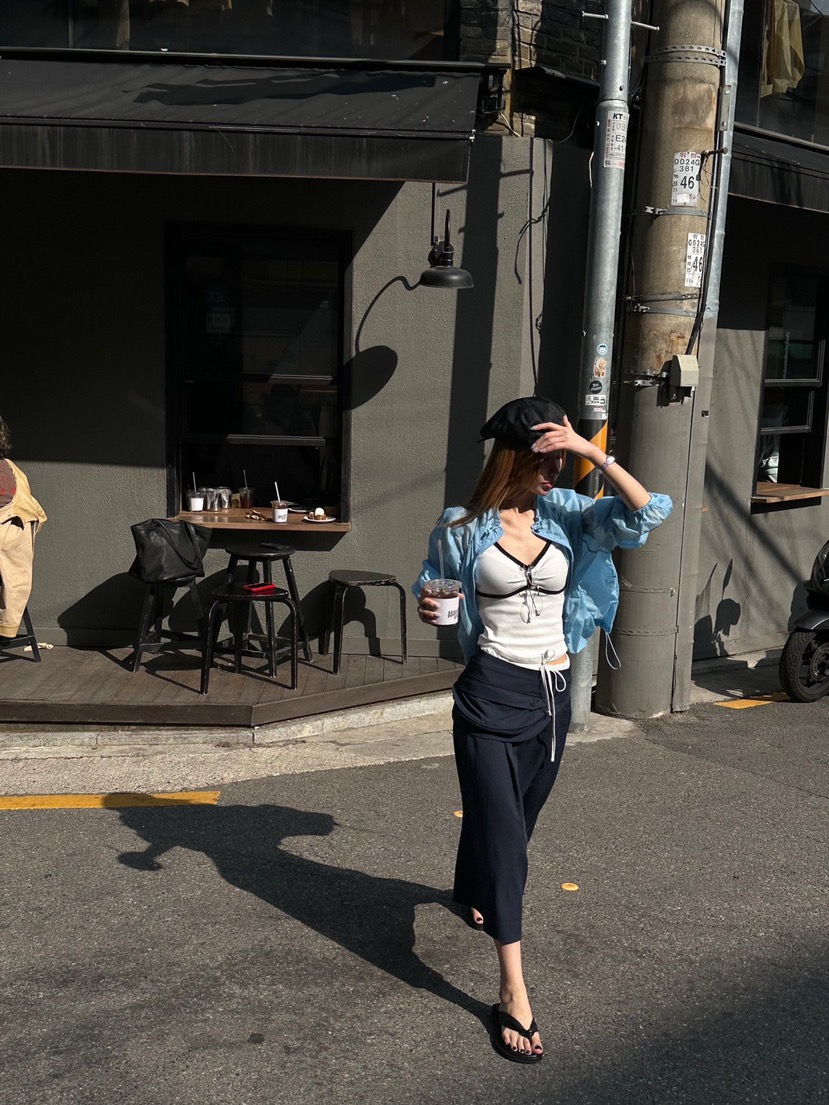 ZEROZERO韓國直郵實拍女士新品熱賣休閑職業吊帶背心褶皺ZEROZERO吊帶/背心