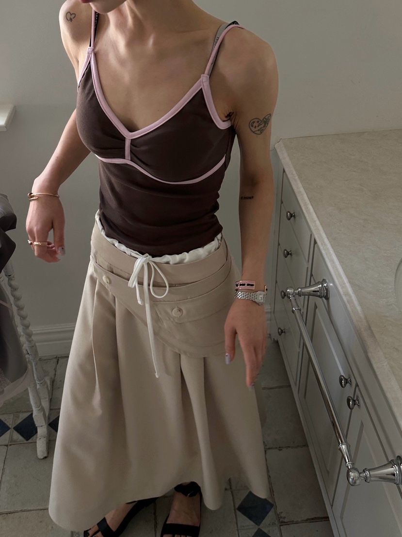 ZEROZERO韓國直郵實拍女士新品熱賣休閑職業吊帶背心褶皺ZEROZERO吊帶/背心圖色2