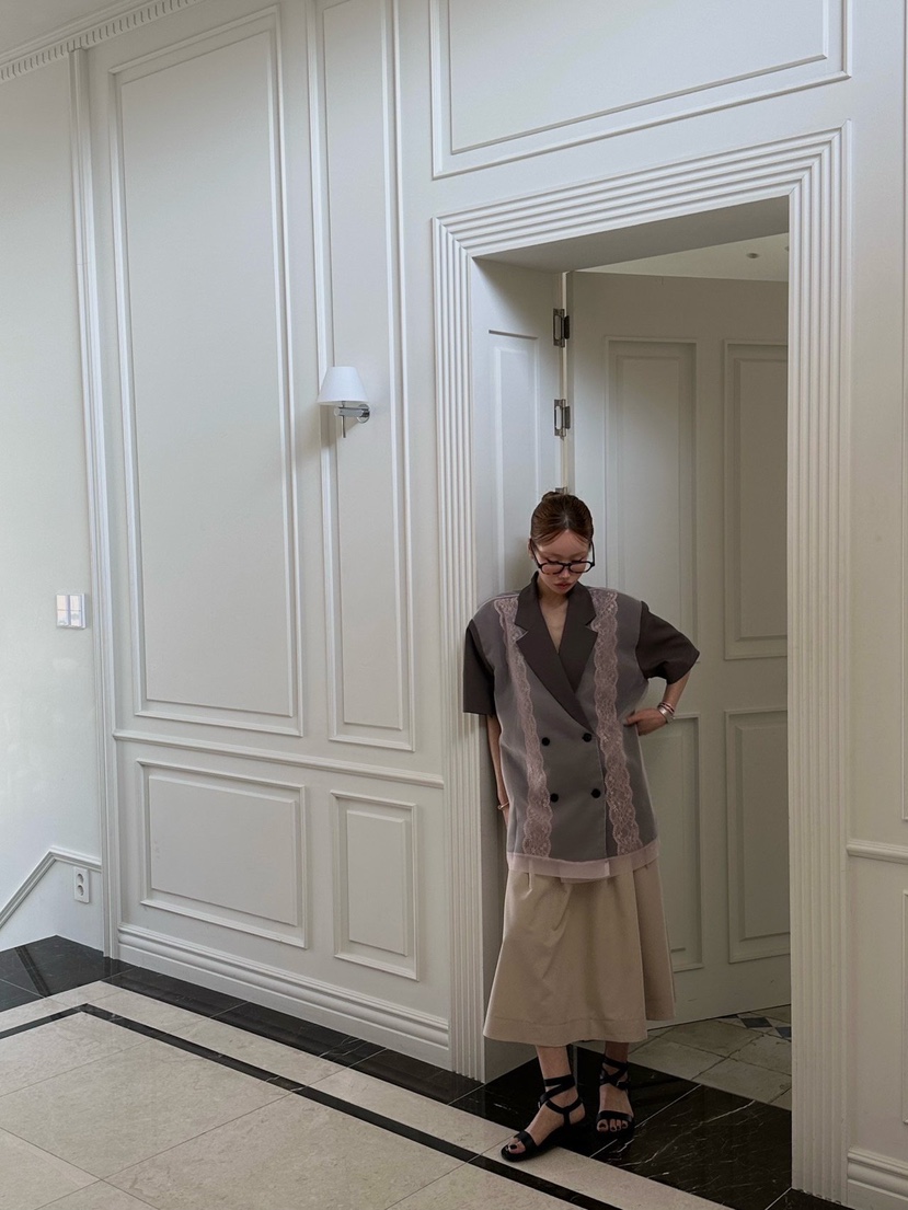 ZEROZERO韓國直郵實拍女士新品26春夏夾克歐根紗蕾絲寬松ZEROZERO夾克