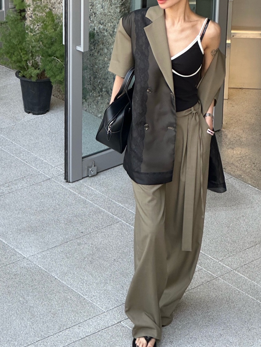 ZEROZERO韓國直郵實拍女士新品26春夏夾克歐根紗蕾絲寬松ZEROZERO夾克