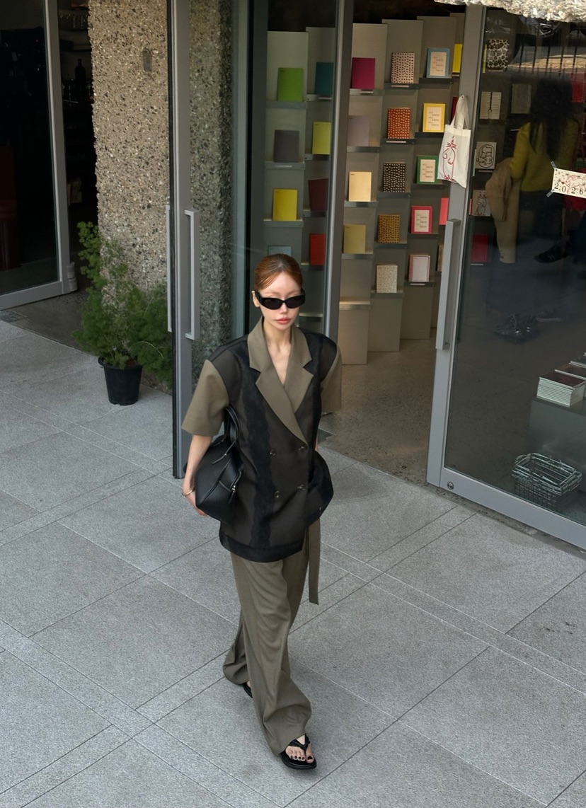 ZEROZERO韓國直郵實拍女士新品26春夏夾克歐根紗蕾絲寬松ZEROZERO夾克