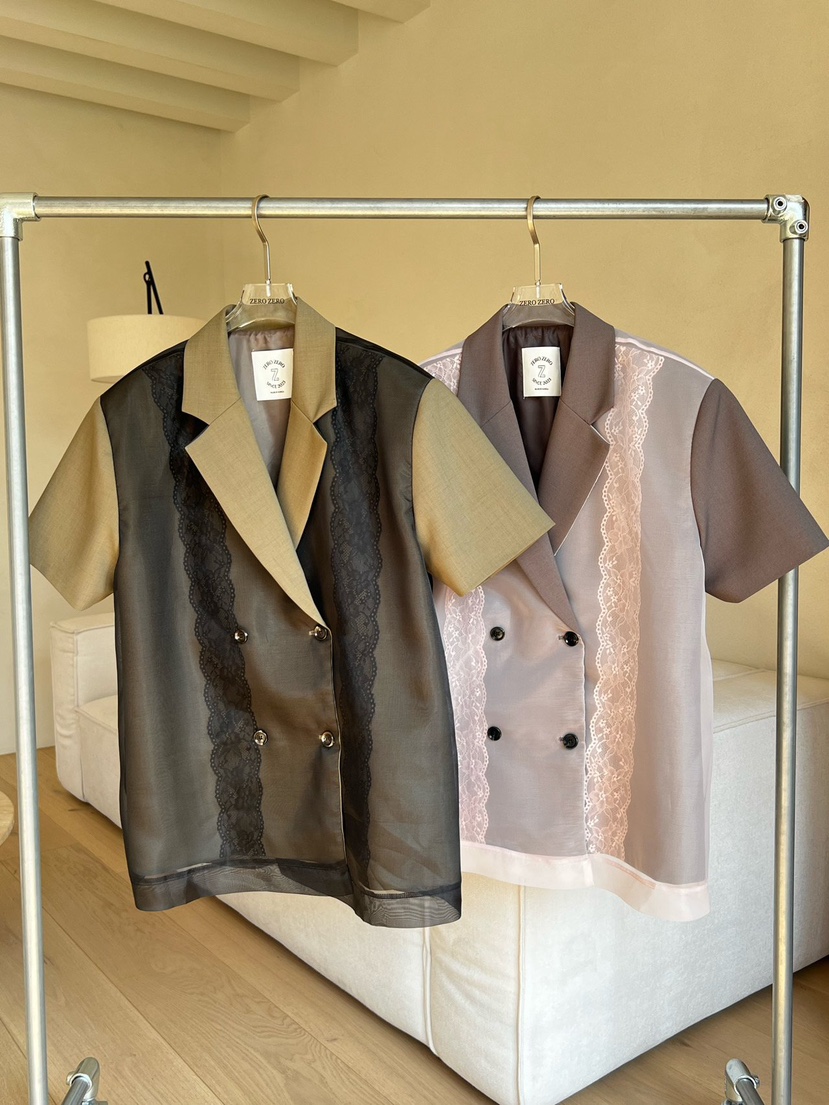 ZEROZERO韓國直郵實拍女士新品26春夏夾克歐根紗蕾絲寬松ZEROZERO夾克