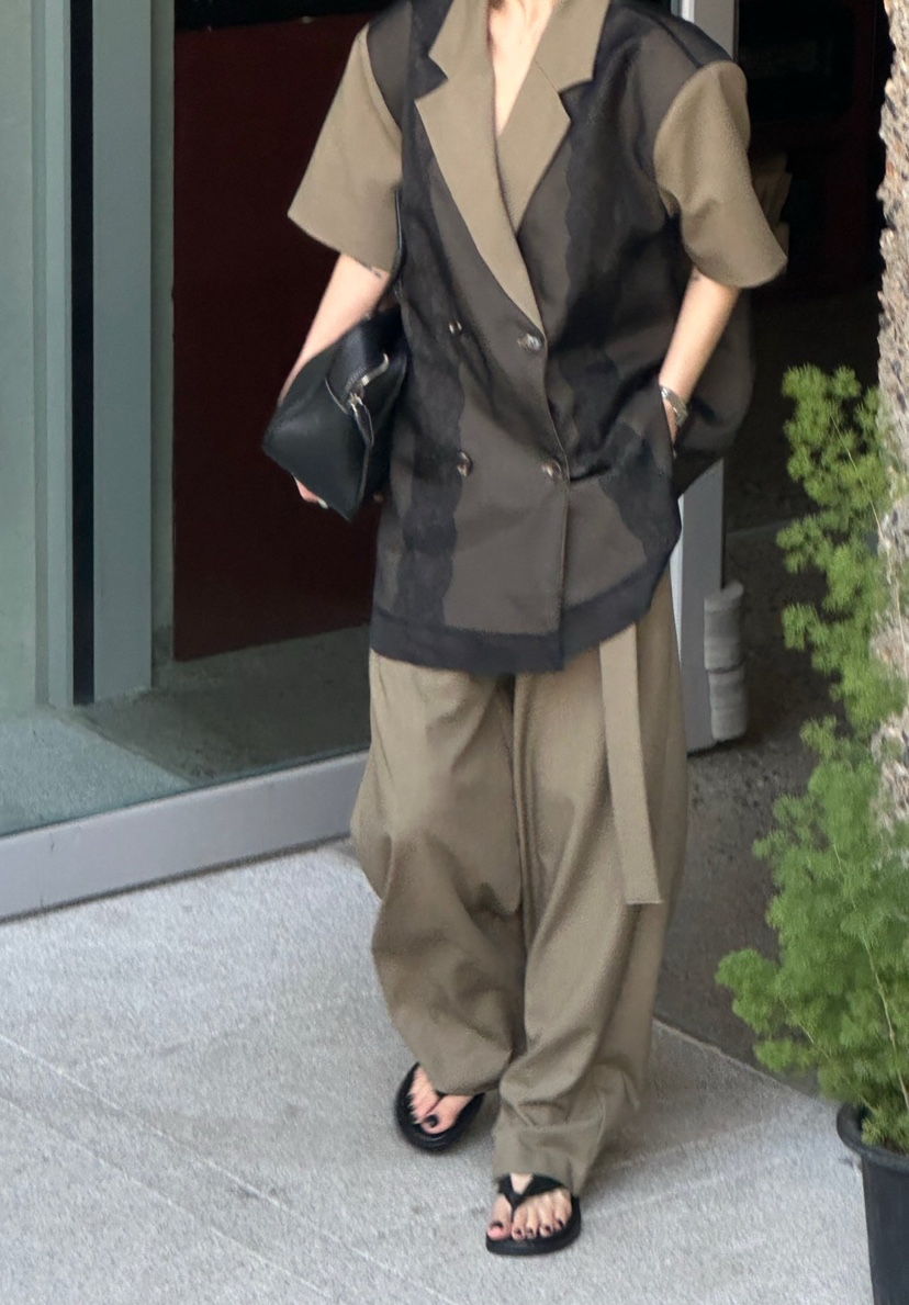 ZEROZERO韓國直郵實拍女士新品26春夏夾克歐根紗蕾絲寬松ZEROZERO夾克圖色2