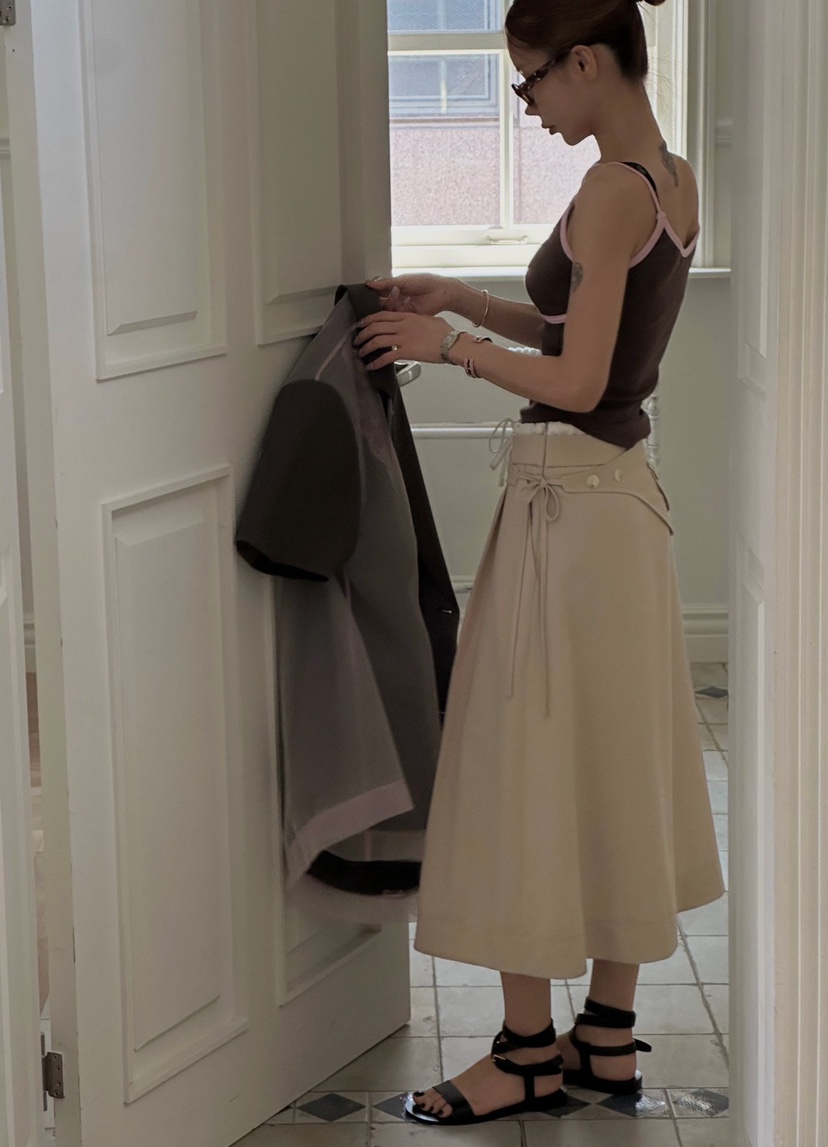 ZEROZERO韓國代購女裝新品職業推薦26春夏半身裙中短裙腰帶ZEROZERO半身裙/中短裙