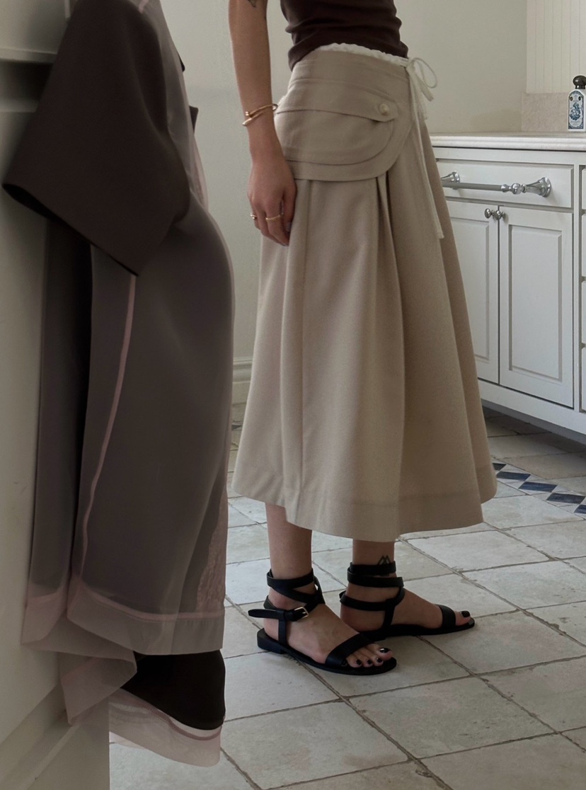 ZEROZERO韓國代購女裝新品職業推薦26春夏半身裙中短裙腰帶ZEROZERO半身裙/中短裙