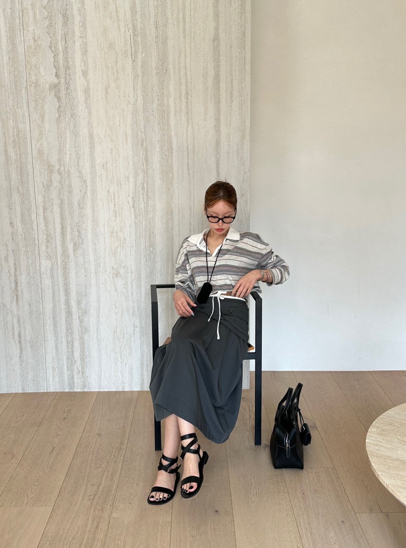 ZEROZERO韓國代購女裝新品職業推薦26春夏半身裙中短裙腰帶ZEROZERO半身裙/中短裙