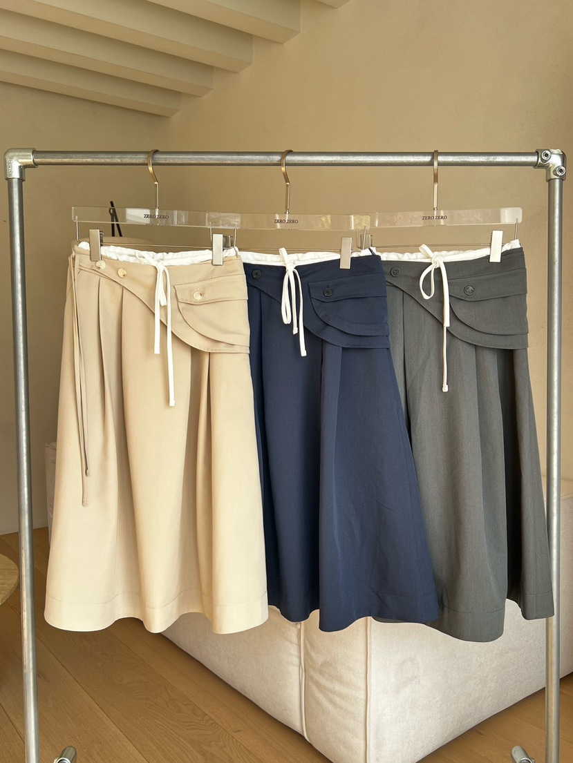 ZEROZERO韓國代購女裝新品職業推薦26春夏半身裙中短裙腰帶ZEROZERO半身裙/中短裙