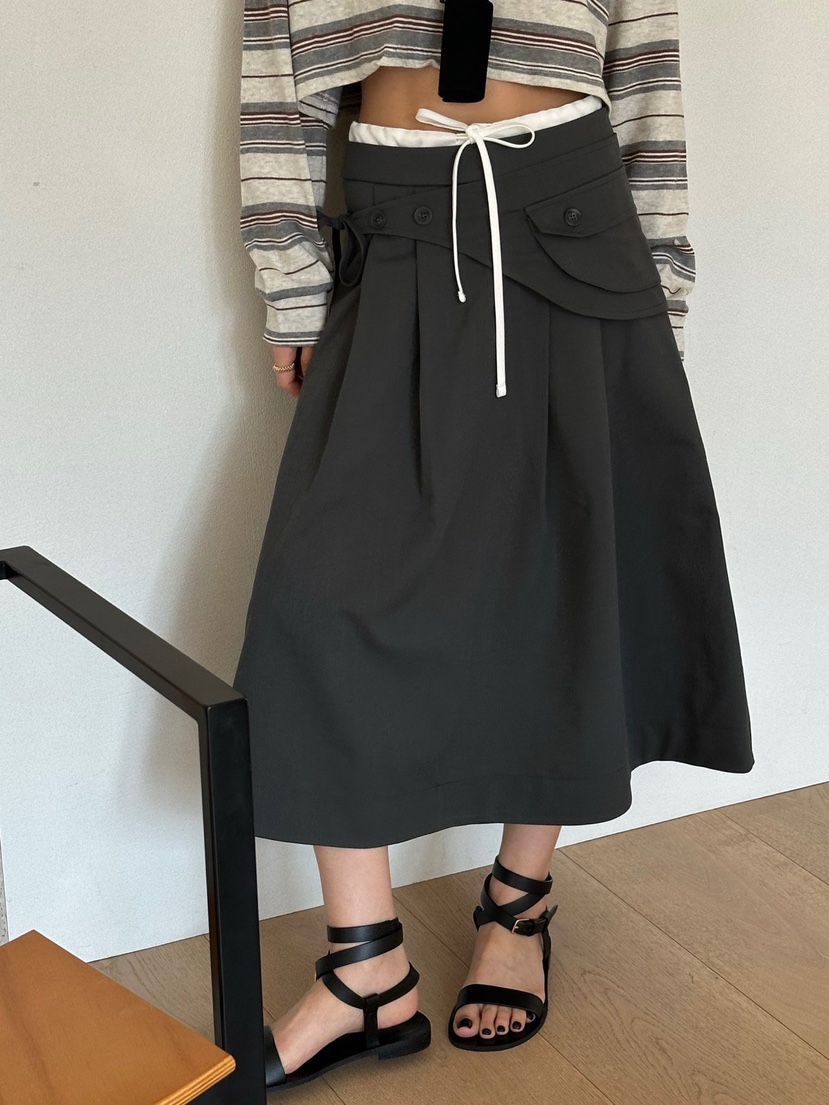 ZEROZERO韓國代購女裝新品職業推薦26春夏半身裙中短裙腰帶ZEROZERO半身裙/中短裙圖色2