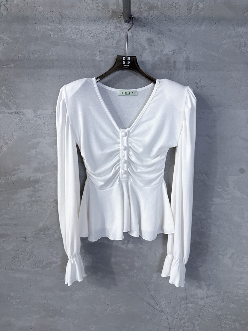 COME OPEN/HAPER韓國東大門直郵女裝新款休閑長袖T恤荷葉邊紐扣COME OPEN/HAPER長袖T恤圖色1