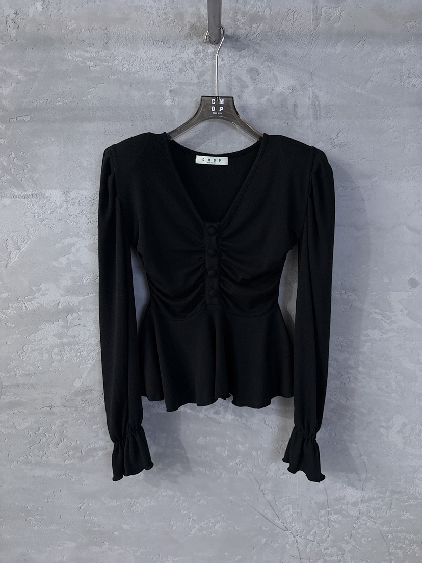 COME OPEN/HAPER韓國東大門直郵女裝新款休閑長袖T恤荷葉邊紐扣COME OPEN/HAPER長袖T恤圖色3