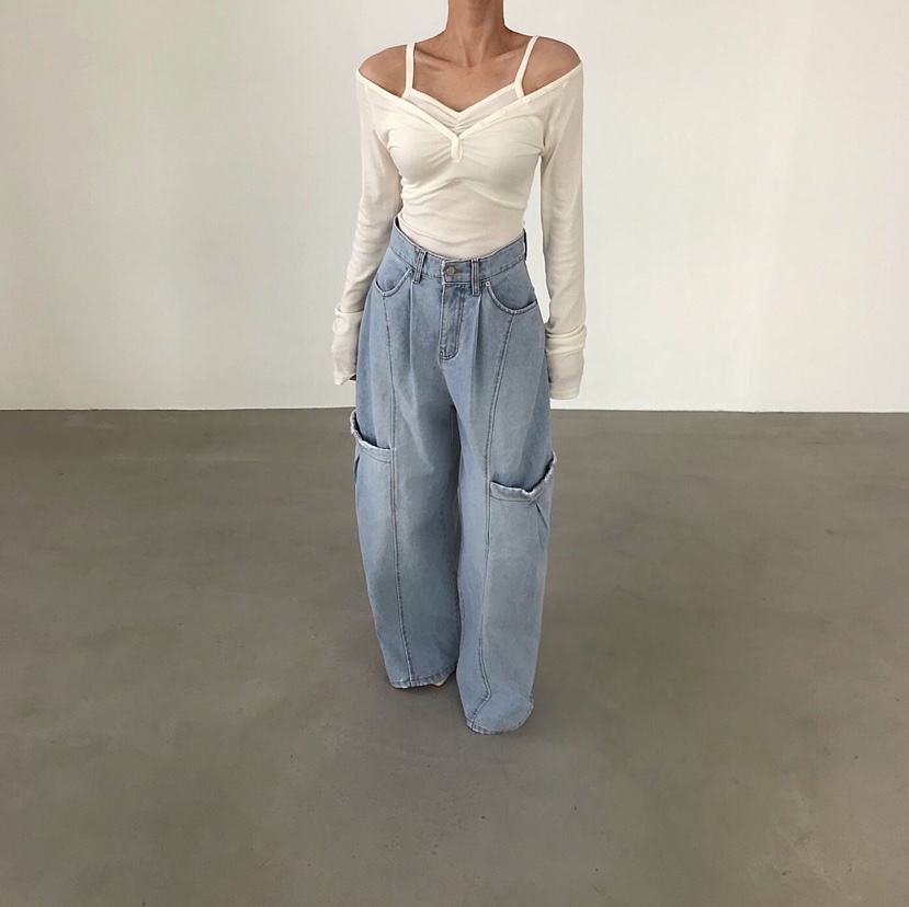 2TWO MOON韓國東大門直郵女士新款熱賣推薦長袖T恤假兩件2TWO MOON長袖T恤