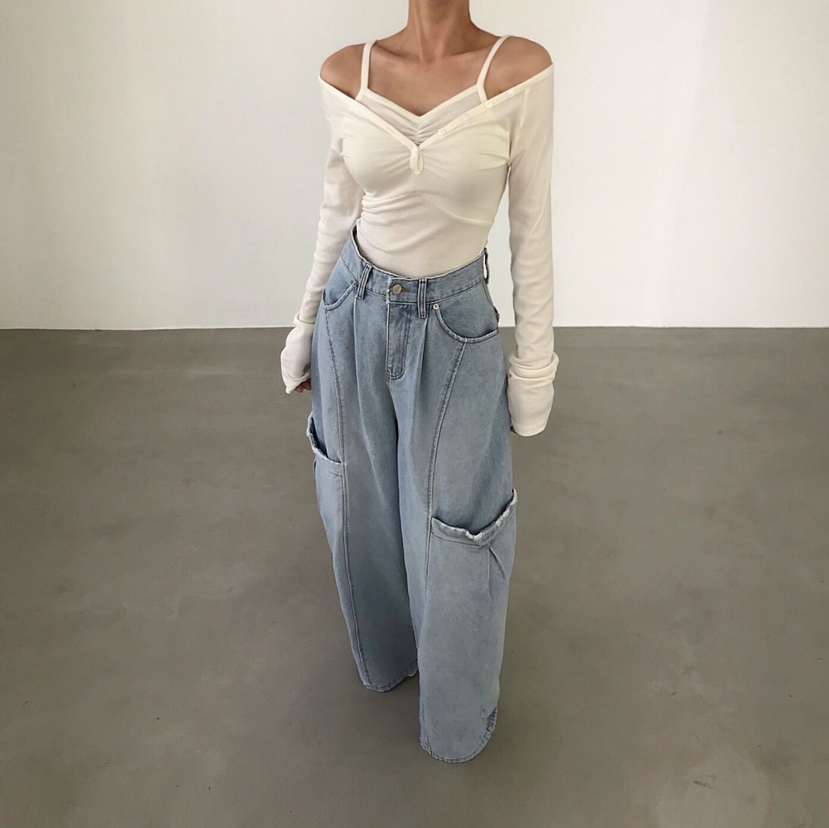 2TWO MOON韓國東大門直郵女士新款熱賣推薦長袖T恤假兩件2TWO MOON長袖T恤圖色4