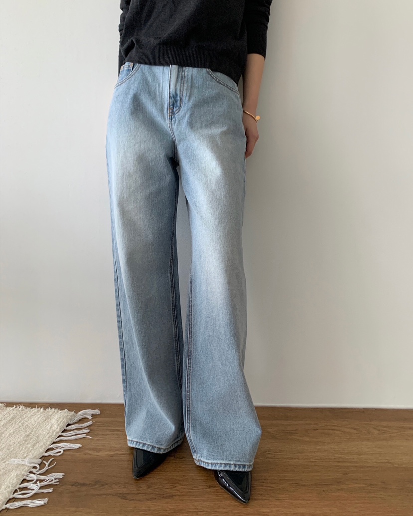 LOGON韓國代購女士新品26春夏熱賣時尚推薦牛仔褲不含腰帶LOGON牛仔褲