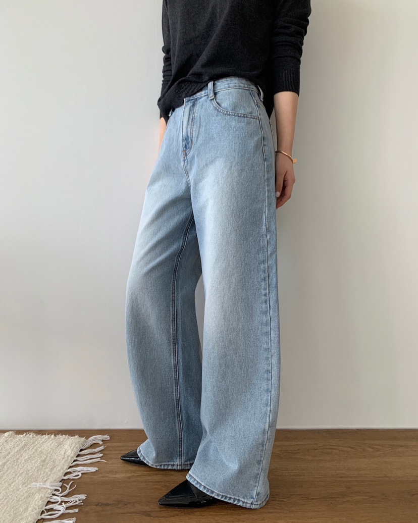 LOGON韓國代購女士新品26春夏熱賣時尚推薦牛仔褲不含腰帶LOGON牛仔褲