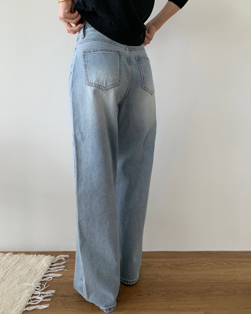 LOGON韓國代購女士新品26春夏熱賣時尚推薦牛仔褲不含腰帶LOGON牛仔褲